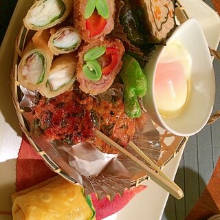 トロ～り♪鶏つくねの照り焼き　温泉卵でどうぞ♡